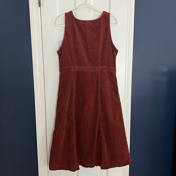 ♥️ Levi's Frances Corduroy Denim Midi Dress Brown Rust Size Large - Picture 8 of 10